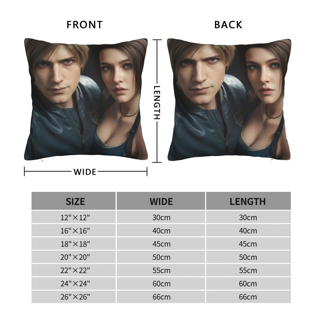 Resident Evils Len & Jill Pillow Cover Graphic Cushion Cover Cute Funny Pillow Case For Wedding Party Home Decor