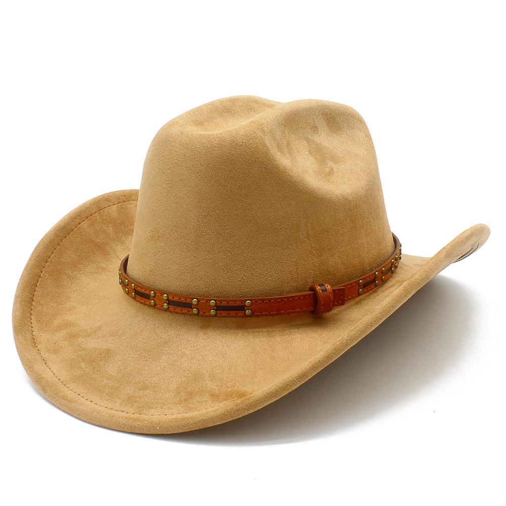 Multi-color Optional High-quality One-word Top Classic Simple Western Cowboy Hat Tan Leather Rivet Accessories Top Hat