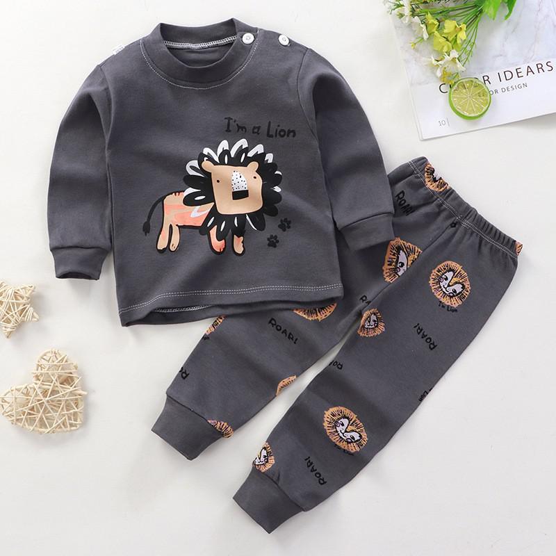 Vêtements d'automne pour enfants de 1 à 4 ans Hauts Dessin Animé Pantalons Manches Longues Tenues d'Intérieur Nouveaux Pyjamas pour Tout-Petits Garçons et Filles Tenues Mignonnes 24M black