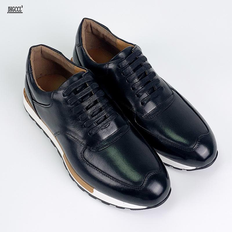 Neue Herren Lederschuhe Kopfschicht Rindsleder täglich Outdoor lässig Schnürschuhe Übergröße Schuhe Senior Brock Schuhe A21