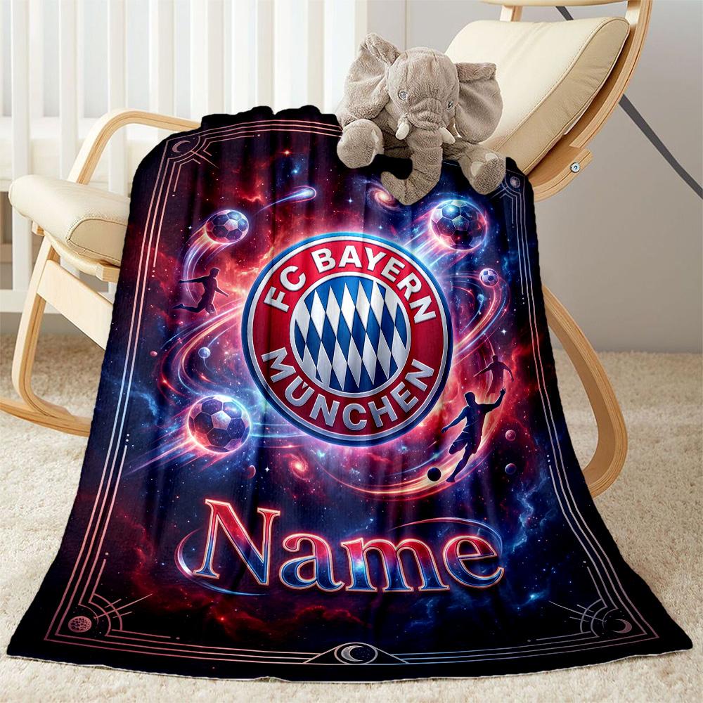 Bayern Munich Galaxy Artwork Customize Your Name Blanket Multi-purpose Personalized Blanket Comfortable for Bedding Living Room Bed Office Chair