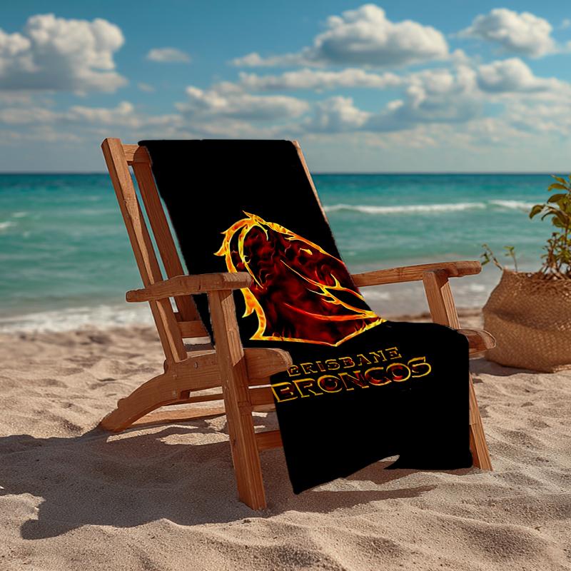 Brisbane Broncos Fashion Beach Towel: Ideal for Summer Adventures, Soft, absorbent and quick drying, suitable for swimming and bathing