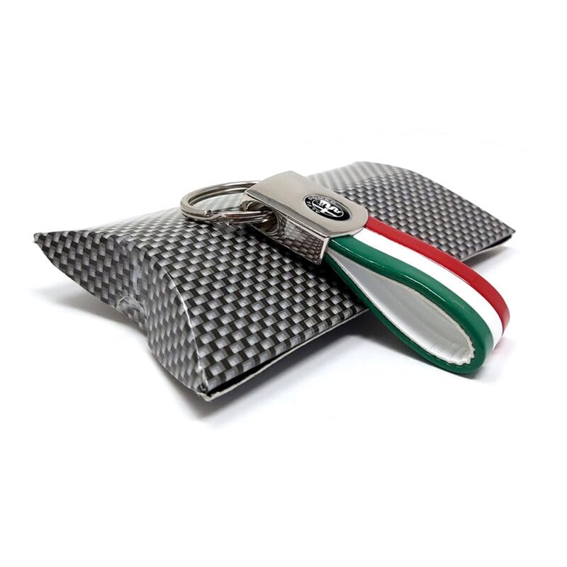 [Quattroerre] Alfa Romeo Zubehör Schlüsselanhänger GIULIA GIULIETTA STELVIO MITO (Italienische Farbe), Carbon/Rot