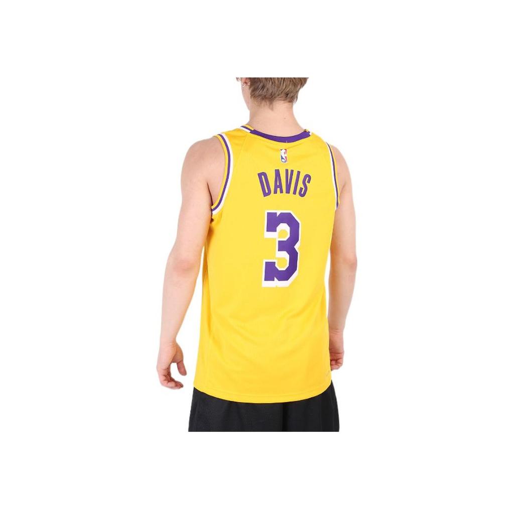 Nike NBA Anthony Davis LA Lakers Icon Edition 2020 Jersey Yellow Men Streetwear CW3669-728