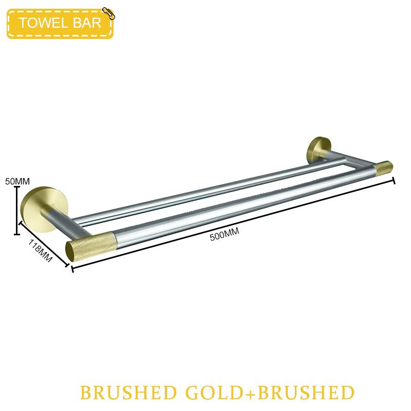 Brushed Gold & Brushed Bathroom Accessories Set Wall Mounted Clothes Hook Toilet Paper Holder Towel Bar Hardware Pendant