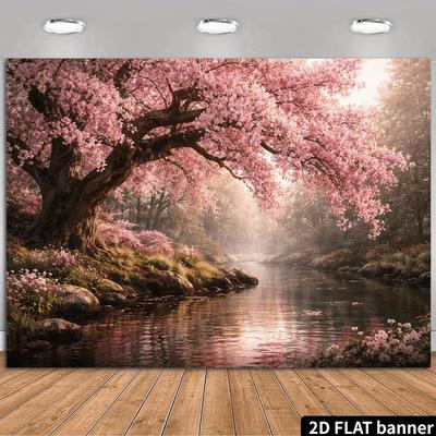 2D Beautiful Japanese Cherry Blossom Photography Background