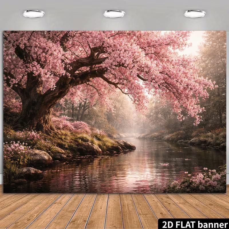 2D Beautiful Japanese Cherry Blossom Photography Background 47.2x31.5inch/120*80cm