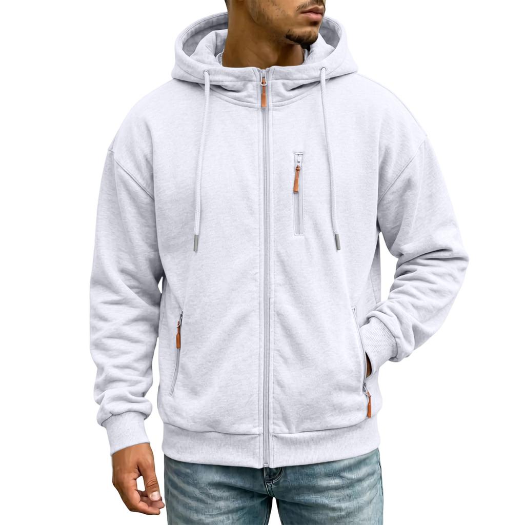 Men's Casual -Lined Hooded Zip-Up Sweatshirt with Pockets Long Sleeve Athletic Jacket