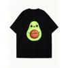 Avocado Print Oversized T-Shirt Black Cute Avocado Design For Casual Wear And Everyday Outfits
