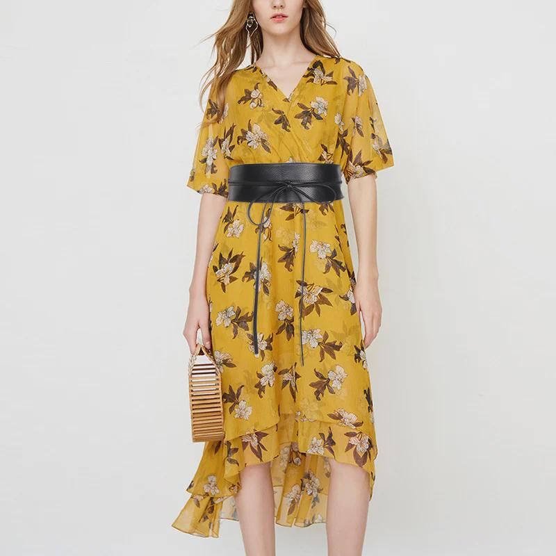 Women's Seasonal Dress Belts - Wide Ribbon Bow Knotted Waist Accessory