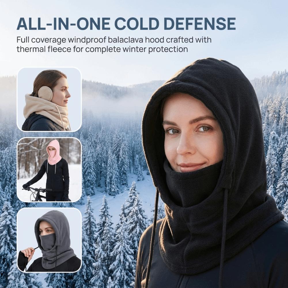 Zipper Closure Balaclava Hat Windproof Warm Hooded Scarf New Year Face Cover Scarf  Motorcycle