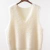 Solid Color Vest Imitation Mink Fleece Sweater Vest Women's Spring New Loose Collar Sleeveless Knitted Vest Thick