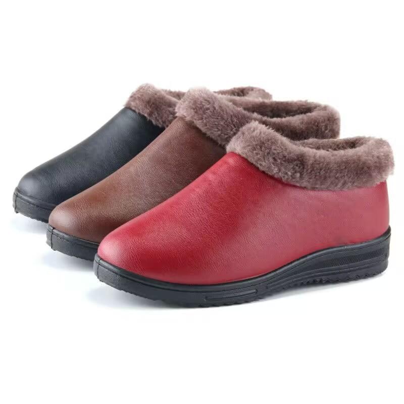 Autumn and winter new high-end warm home cotton shoes women's slippers fleece comfortable non-slip one-pedal women's shoes cotton slippers