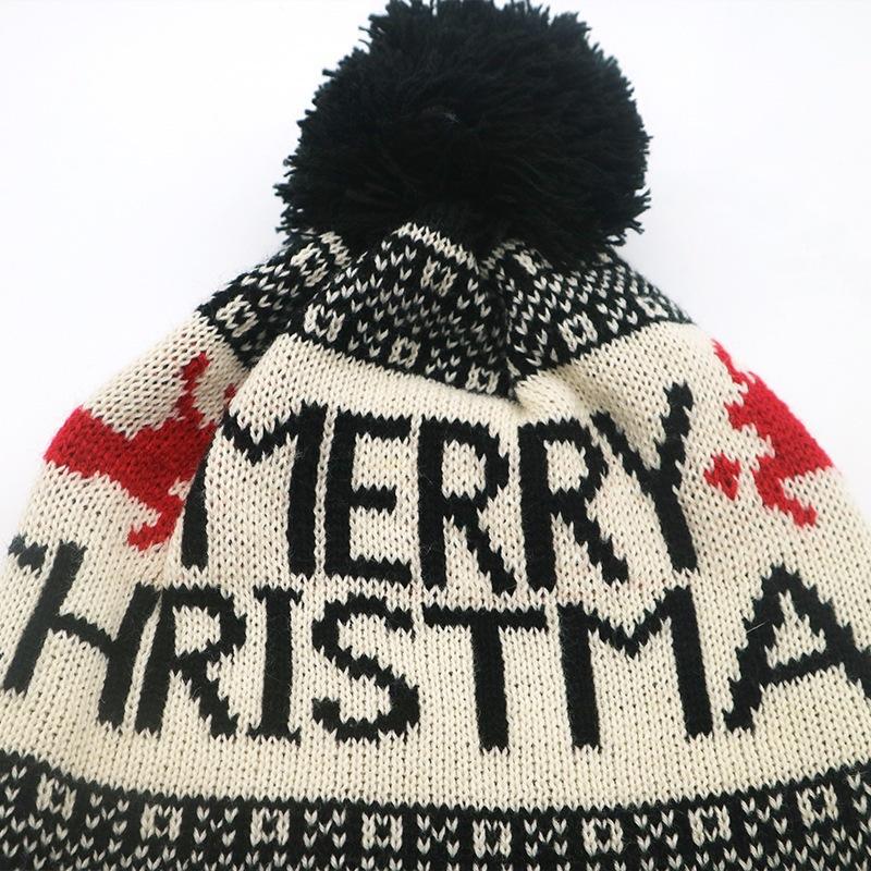 NORTHWOOD Winter Knitted Jacquard Santa Woolen Beanies Hat Ear Protection Warm Fur Ball Christmas Beanie Hat