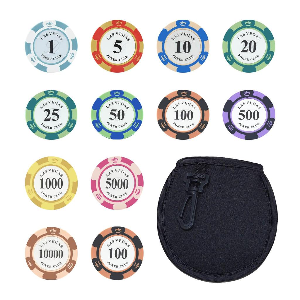 CHANJIF Golfballmarker 13-teiliges Set Magnetisches Casino-Chip-Design