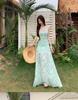 Seaside Resort Mint Green Spaghetti Strap Dress - Women's 2026 Summer Waist-Cinching Long Gown