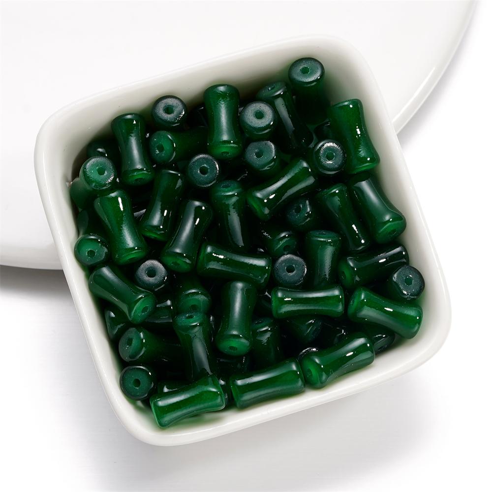 30Pcs 6.5x11.5mm Imitation Jade Bamboo Joint Charm Glass Loose Beads for DIY Handmade Jewelry Bracelet Necklace Making Supplies