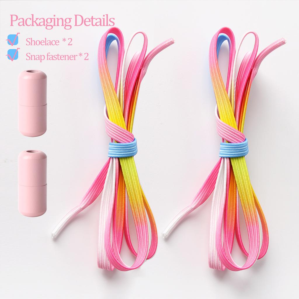 Colorful Pearl Buckle No Tie Elastic Shoelaces, Widened Lazy Fashion Flat Laces Replacement for Kids Adults Sneakers