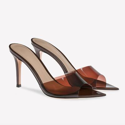 Peep Toe Sexy Summer Women's Mules Pump Sandals Elegant Chic Super Thin High Heels Office Lady Party Shoes Slipper Sandals