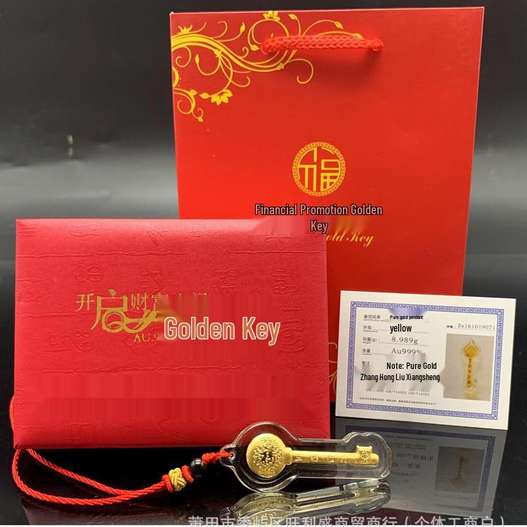 999 Pure Gold Wealth Blessings Pendant with Gift Box - Red Sales Promotion