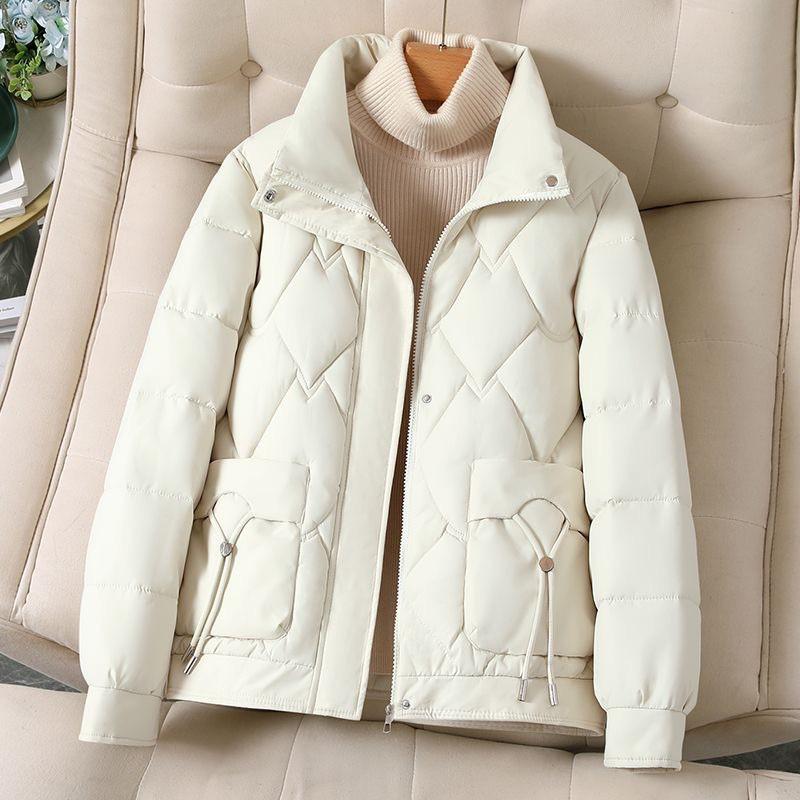 Womens Short Puffer Jacket Winter 2026 Warm Thick Loose Fit Cotton-Padded Coat Casual Elegant Outwear