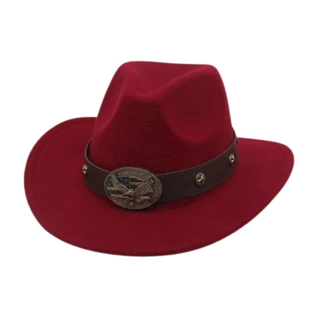 Rolled Brim Ethnic Style Decorative Design Felt Hat Western Cowboy Top Hat