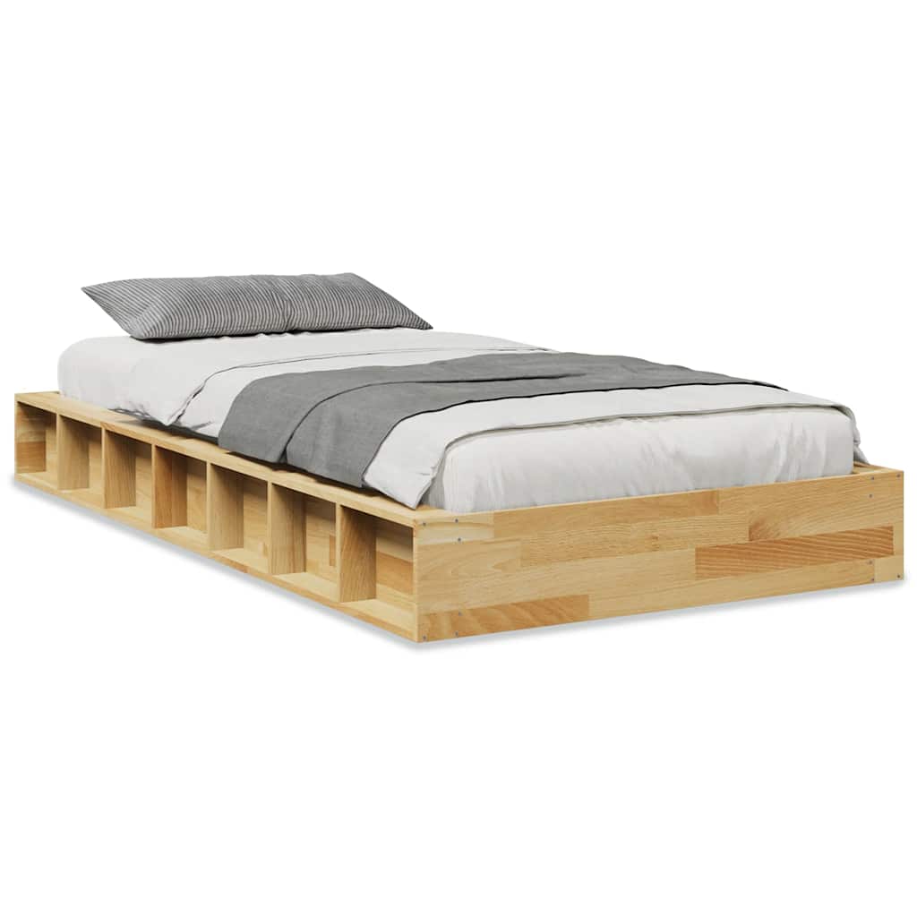 Solid Wood Bed without Mattress 75 x 190 cm Oak Wood