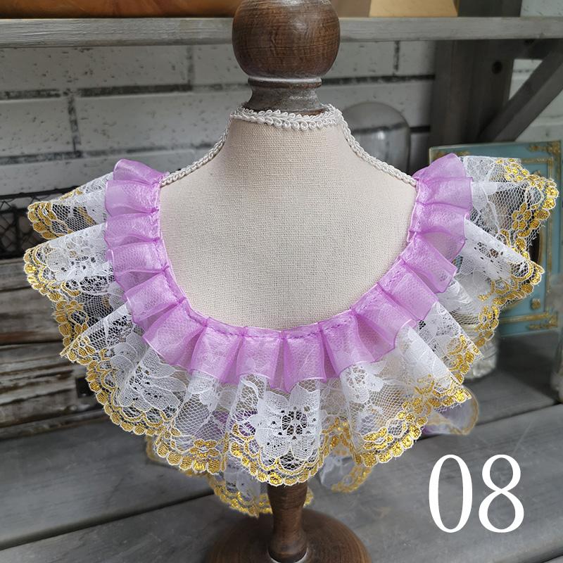 

10M Chic Lace Snow Gauze Yarn Double Layer Ruffle Ribbon Lolita Style Gold-trimmed Pleated Lace Collar For DIY Sewing Accessoriy 10M