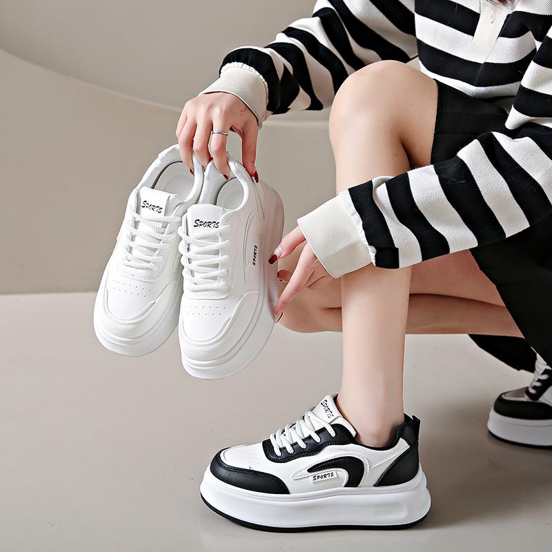 Spring white shoes new is student thick-soled heightening sports board shoes casual muffin shoes