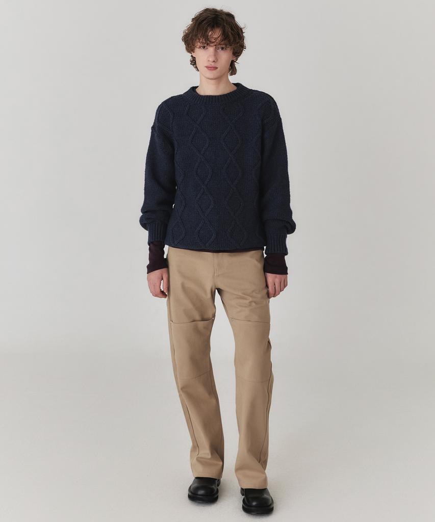 KINETO Mohair Fisherman Sweater_Navy