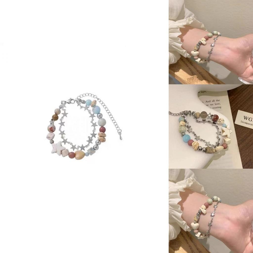Chic Double Layer Beaded Bracelet For Women Unique Star Design Jewelry