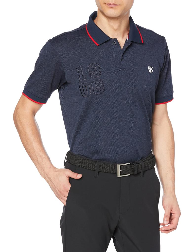 Golf Wear One Point Short Sleeve Shirt Sweat Absorbent Quick Drying Movetech Easy To Move E2MA1521 Deep Navy 2XL [Mizuno] Men's