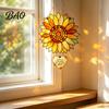 Sunflower Suncatcher for Window Stained Glass Style Pendant, Floral Wall Hanging Art with Metal Light Transmitting Piece Chain, Acrylic Ornament Home