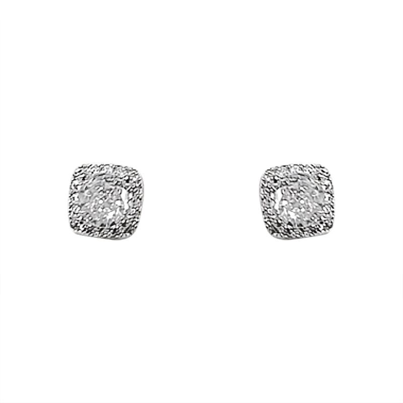 Accessible Luxury Flashing Square Stud Earrings for Women Niche Style Refined Zircon