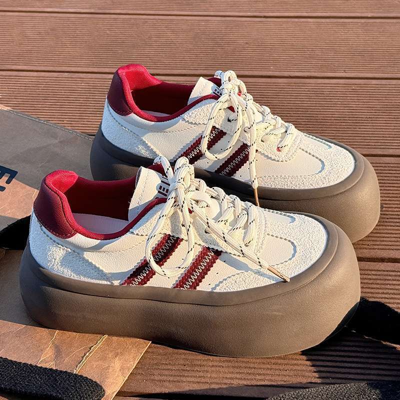 American Ankara Red German Training Shoes Women's Platform 2025 Spring New Casual Internet Celebrity Versatile Campus Style Bread Shoes