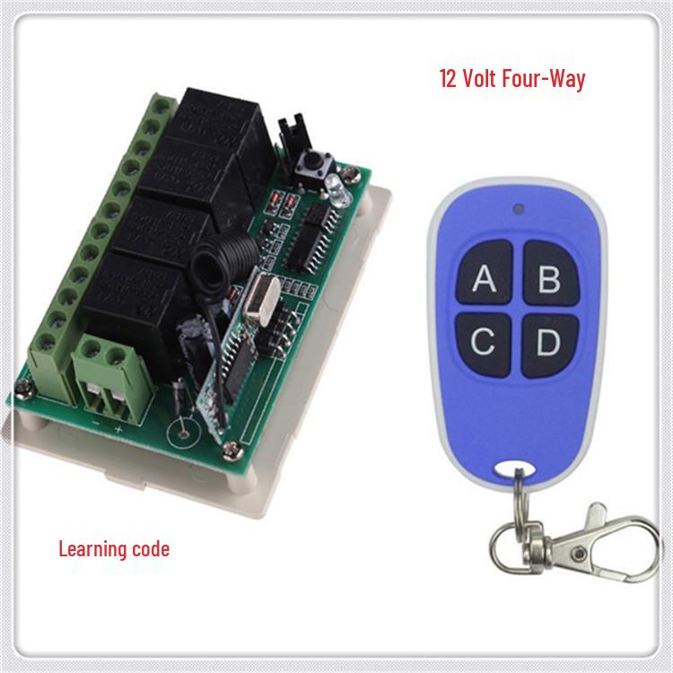 12V Wireless Remote Control Switch with Duck Egg Shape 4-Key Remote Controller Two-Way Remote Switch