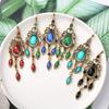 Vintage Palace Style Dangle Earrings for Women Acrylic Water Drop Tassel Earring Female Ethnic Jewelry Accessories