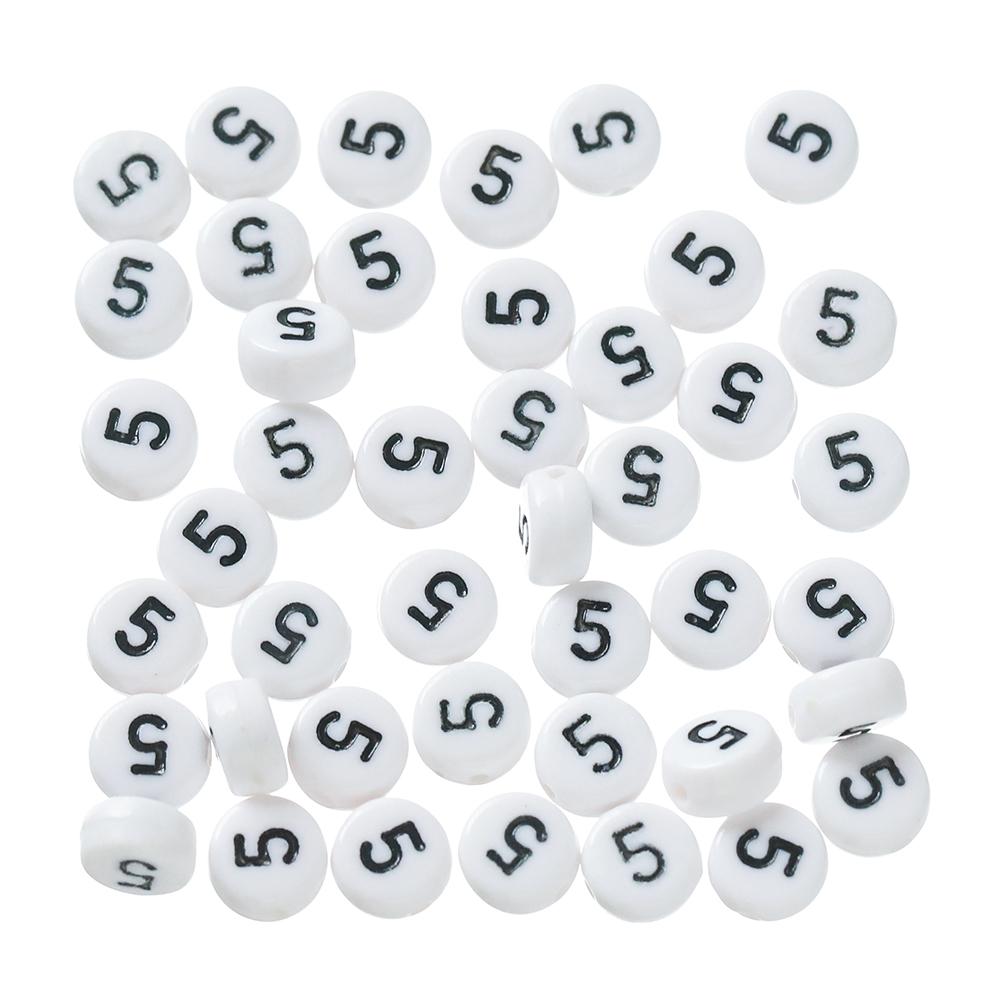 100pcs/Lot 7mm Flat Round Number Beads Acrylic Spacer Loose Bead for DIY Necklace Braclet Earrings Jewelry Making Accessories