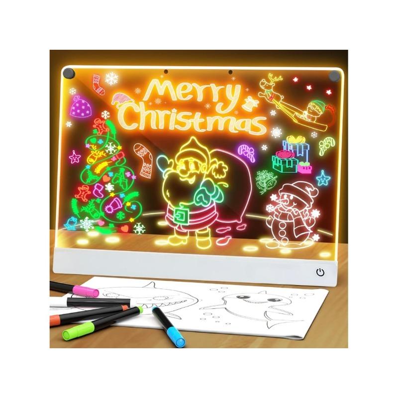 Children's Rechargeable LED Drawing Tablet with 7 Markers, Perfect Christmas Gift