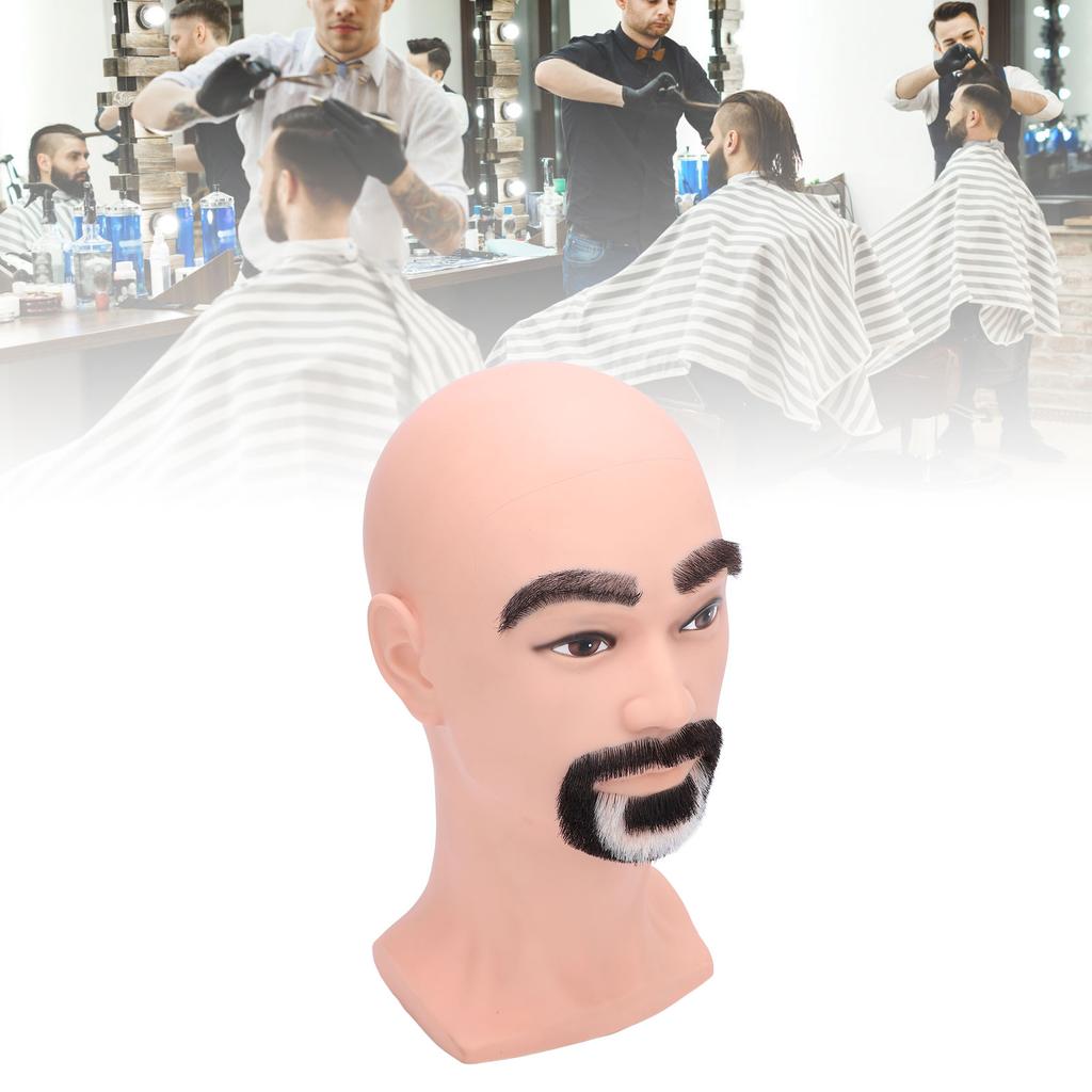 Mannequin Head with Beard Ergonomic Resin PVC Lifelike Beard Trimming Training Head for Practice Cutting O Shaped Beard