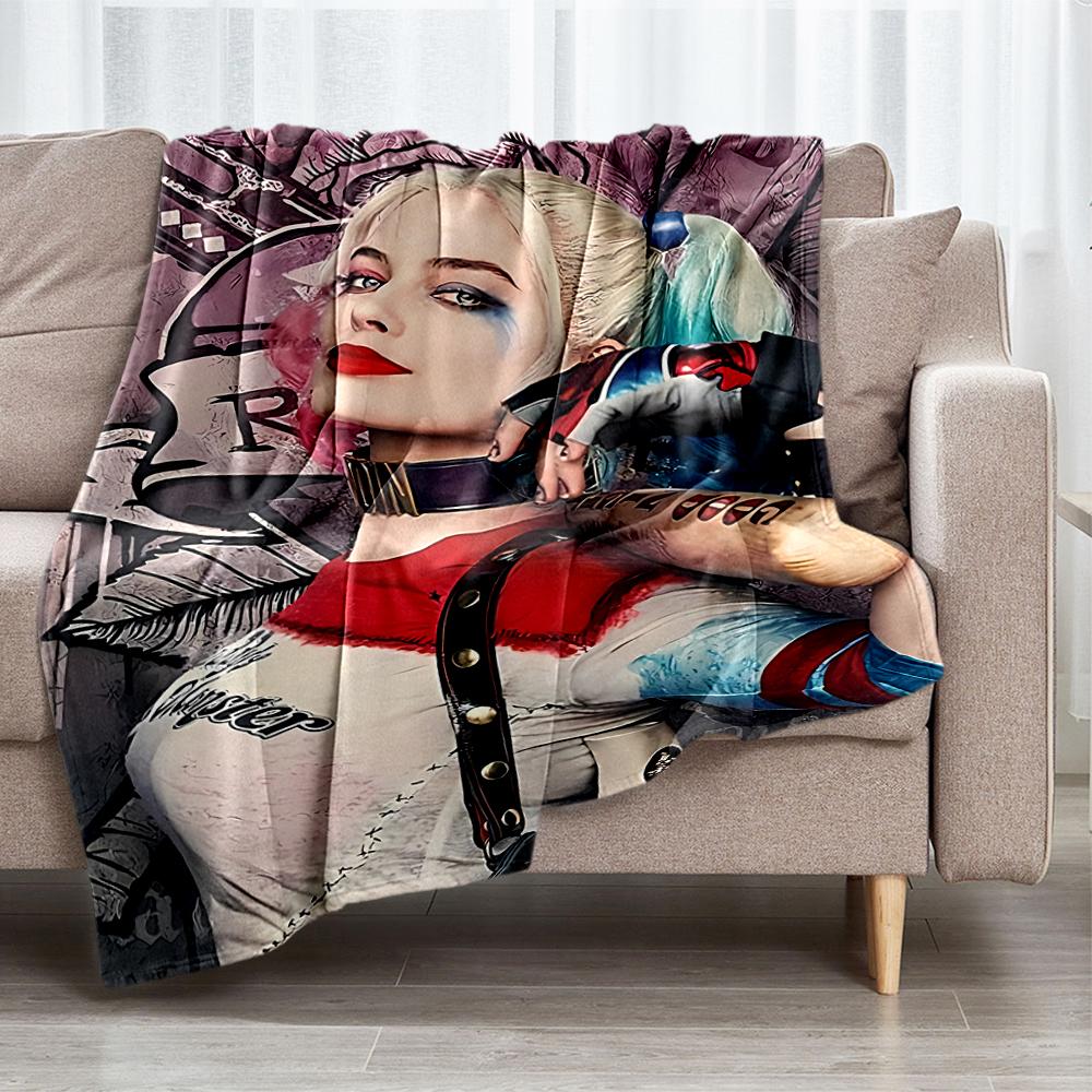 Harley Quinn Theme Printed Blanket - Perfect for Couch, Bed, Travel & Outdoor Use | Machine Washable, Cozy & Durable.