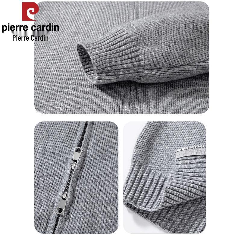 Pierre Cardin Men's Stand Collar Zipper Knit Cardigan