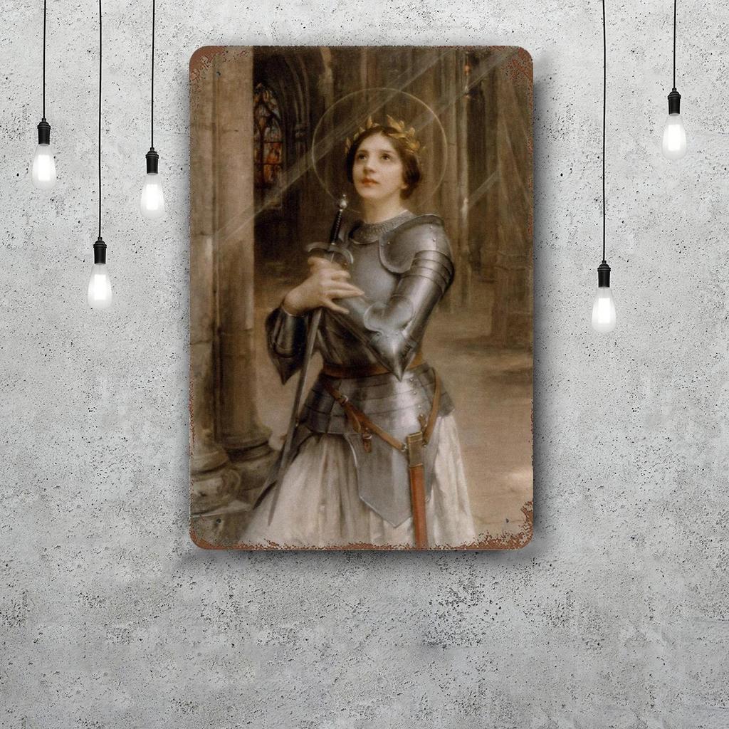 St Joan of Arc Vintage Metal Tin Signs Posters Decor Retro Metal Plaque Wall Art Decor for Garage Bar