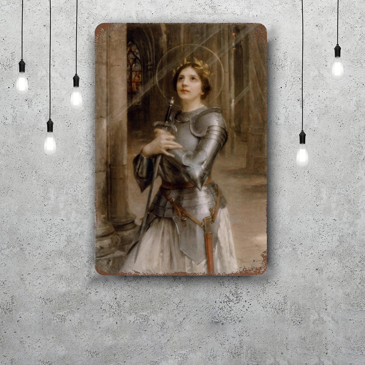 

St Joan of Arc Vintage Metal Tin Signs Posters Decor Retro Metal Plaque Wall Art Decor for Garage Bar 20x30cm（7.8x11.8inch）