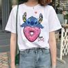 Funny Kawaii Shirt Disney Lilo Stitch Cartoon T Shirt Stitch Cute Manga T-shirt Y2k Graphic Tshirt Top Tee Clothes