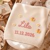 Personalized Baby Blanket, Custom Name Cotton Knit Blanket With Birth Date, Embroidered Newborn Blanket, Baby Shower Gift, Nursery Keepsake