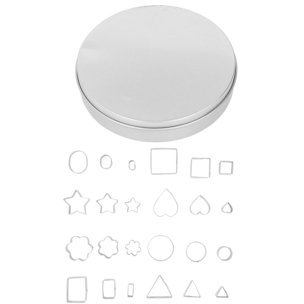 24Pcs Biscuit Mold Set Stainless Steel Mini Cookie Cutter Metal Fondant Cutter Geometric Shape for Cake Snack