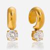 Design Sense 18K Gold, Round White Zircon Earclip Earrings.