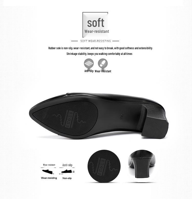 Spring & Autumn 2022 Chunky Heel Soft Leather Mom Shoes - Comfortable Low-Cut for Middle-Aged & Elderly Women