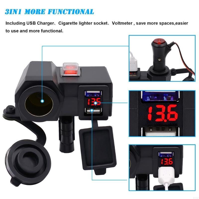 2025 New Motorcycle Fast Temperature Display Dual Usb Voltmeter